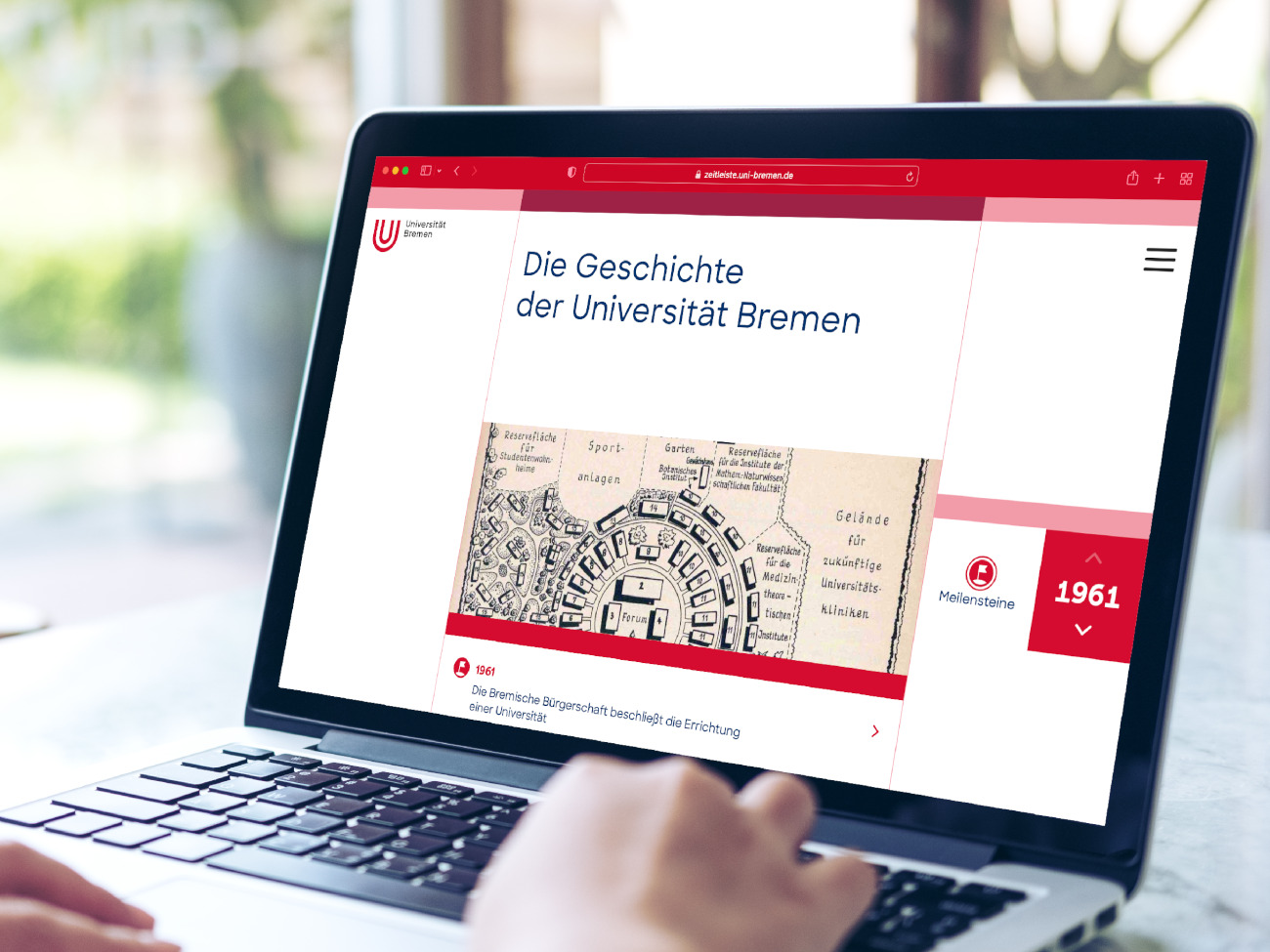 A screenshot of the homepage of the digital timeline of the University of Bremen