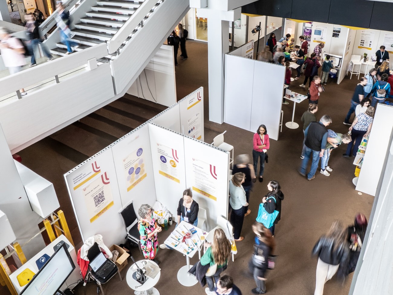 A view from above of the information booths. 
