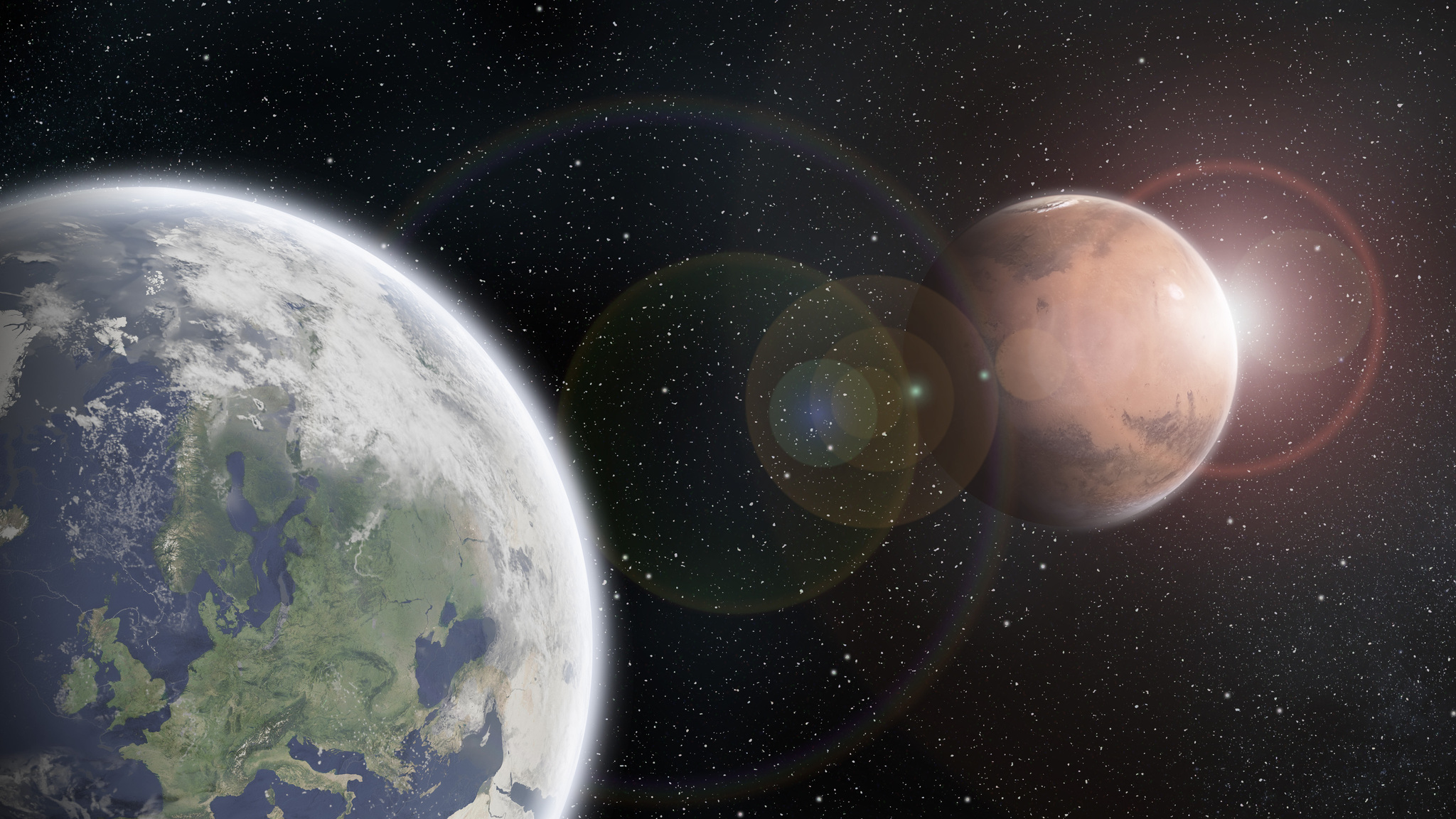 Mars und Erde