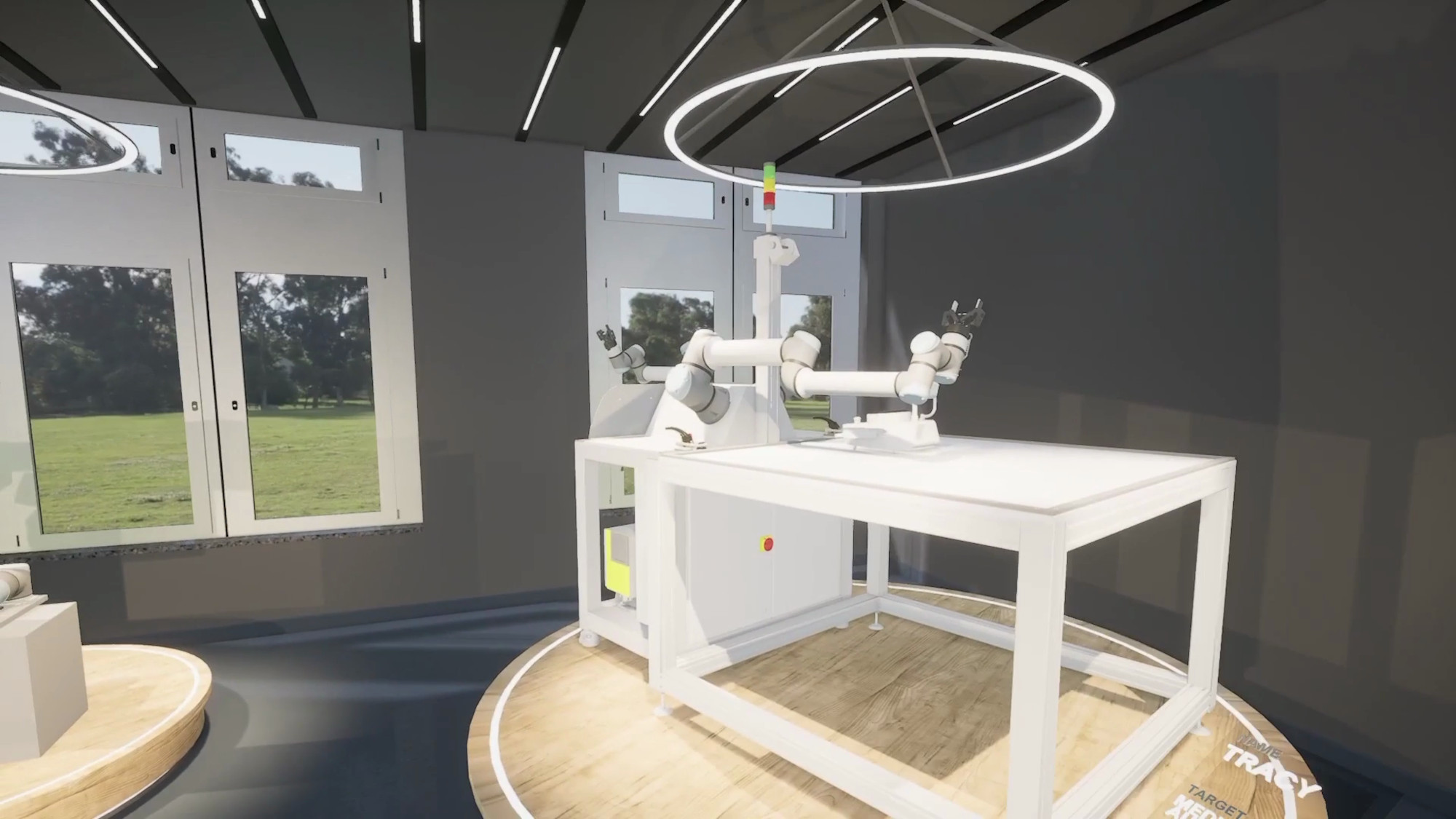 Ein Raum im virtuellen Gebäude, in dem ein Roboter zu sehen ist