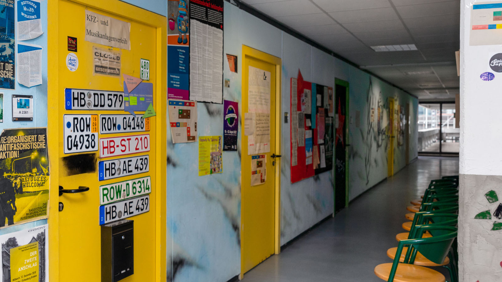 The corridor of the AStA Student's Union on the second floor of the Glass Hall