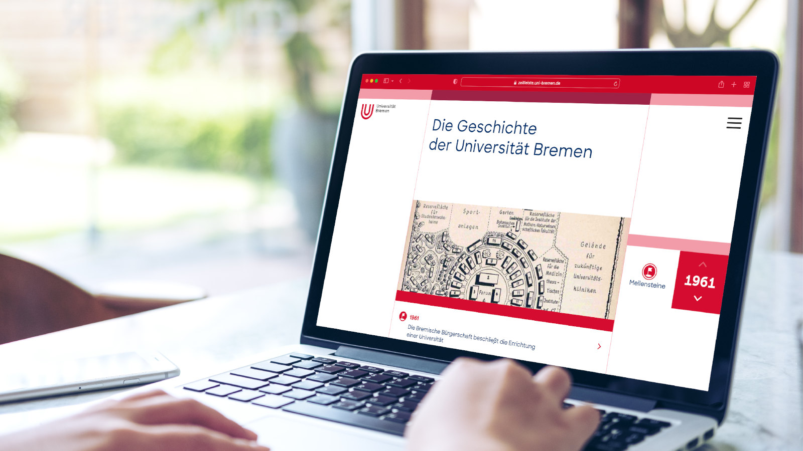 Uni Bremen Zeitleiste auf Laptop